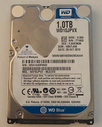 Hard Disk WD Blue 1TB 2,5" SATA