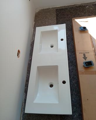lavabo doppio  in ceramica nuovo x mobile sospeso