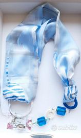 Foulard Gioiello Tulipani azzurri con   murrine