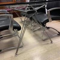 Tavolo design in cristallo e acciaio + 6 sedie