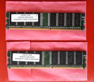 RAM DDR 1gb PC3200 400MHz per PC desktop vintage