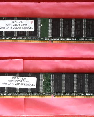 RAM DDR 1gb PC3200 400MHz per PC desktop vintage