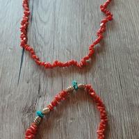 Set collana e bracciale corallo e turchese