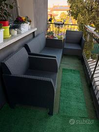 2 poltrone e divanetto 2 posti per giardino