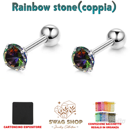 Orecchini Piercing Acciaio Inox Rainbow +Omaggio