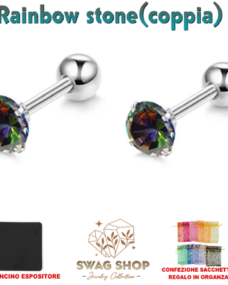 Orecchini Piercing Acciaio Inox Rainbow +Omaggio