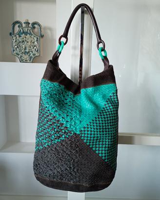 Malìparmi borsa secchiello tela e pelle