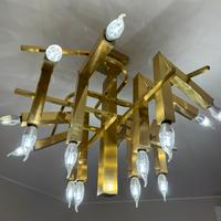Lampadario ottone geometrico