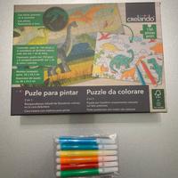 Puzzle 150pz dinosauri da colorare - Crelando