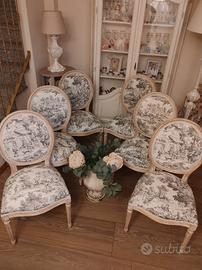 6 sedie shabby chik provenzale 