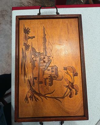 vassoi in legno intarsiato 