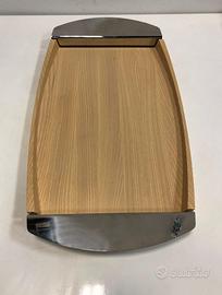 Vassoio legno massello+ acciaio 40x30cm come nuovo