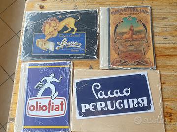 Lotto 4 Targhe Pubblicitarie Vintage da Collezione