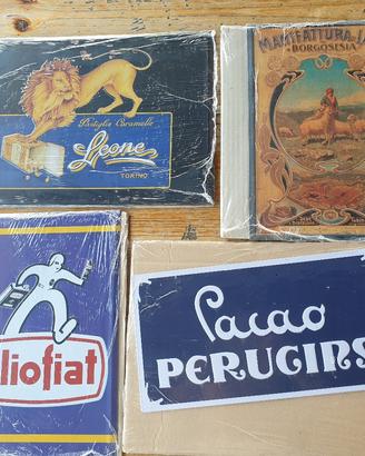 Lotto 4 Targhe Pubblicitarie Vintage da Collezione