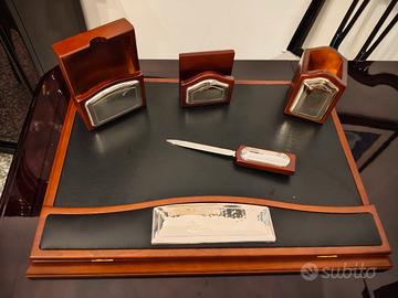 Set Scrivania Professionale Legno e Argento - 5 Pe