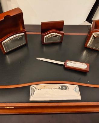 Set Scrivania Professionale Legno e Argento - 5 Pe