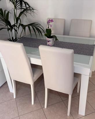 tavolo da pranzo allungabile in vetro satinato
