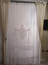 tenda puro lino,ricamate mantovane stoffa Busatti 