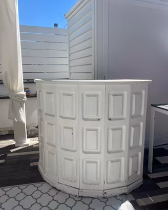 mobile bancone bar curvo rustico in legno