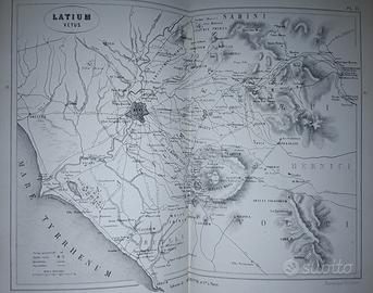 Carta geografica dell'Ottocento del Lazio