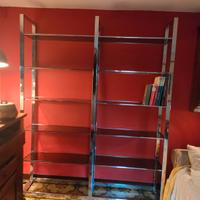 Libreria vintage in vetro fumé e  metallo