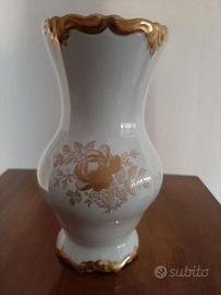 Vaso porcellana Weimar oro bianco decorato floreal