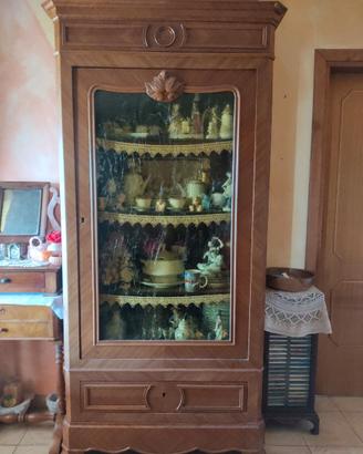 Armadio Vetrina in Noce Francese Seconda Metà 1800