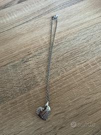 COLLANA JUS CAVALLI IN ACCIAIO CON CUORE E ZIRCONE