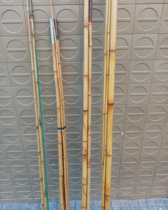 CANNE da PESCA  vintage in Bambu