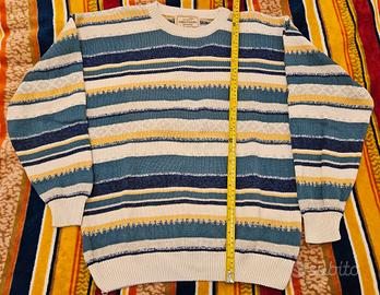 Maglione leggero 100% cotone a righe multicolori