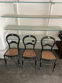 Sedie nere legno con impagliatura vienna