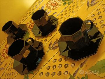 Tazzeine da caffè ARCOROC anni '80 vetro ner o