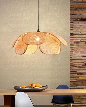 Lampadario a forma di petalo in rattan moderna