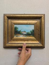 Dipinto olio su tela paesaggio vintage