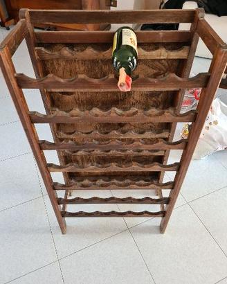 cantinetta portabottiglie a ripiani in legno scur