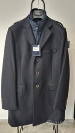 FAY DOUBLE COAT CAPPOTTO ELEGANTE PANNO BLU SCURO 