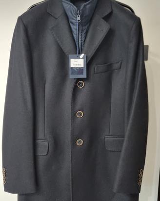 FAY DOUBLE COAT CAPPOTTO ELEGANTE PANNO BLU SCURO 