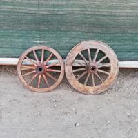 RUOTE IN LEGNO CANNONE  E CARRO  ANTIQUARIATO 