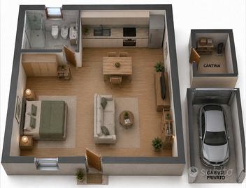 Monolocale con garage e cantina a Busto Arsizio