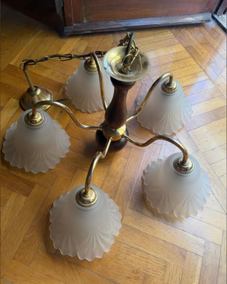 LAMPADARIO 5 LUCI IN VETRO DI MURANO