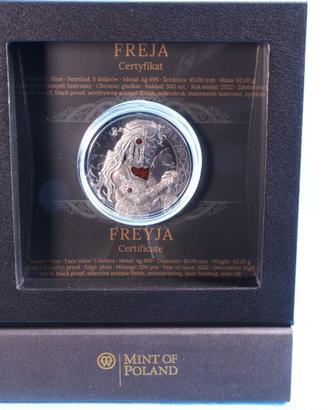 Niue 2022 - 2 Oz Ag - 5$ - FREJA Dea dell'Amore