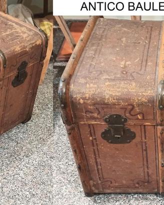 Antico Baule Cassapanca da viaggio legno 1900 vint