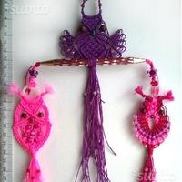 Gruppo di Gufi Intrecci di corda a macrame'
