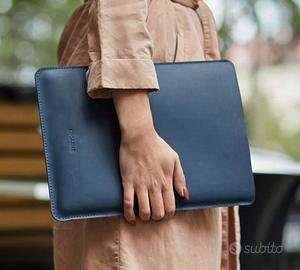 Custodia in pelle per MacBook Air e Pro- blu