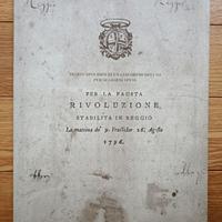 Per la Fausta Rivoluzione Stabilita in Reggio 1796