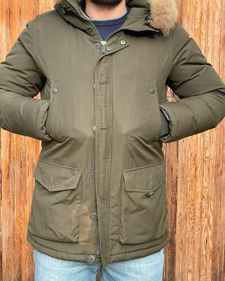 Parka Bomboogie verde uomo M piumino e vero pelo