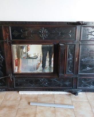 appendiabiti in legno antico 