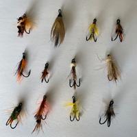 12  Mosche artificiali  "Double hook" fatte a mano