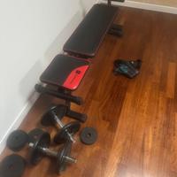 Panca palestra pieghevole + manubri e dischi(36kg)