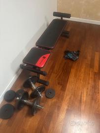 Panca palestra pieghevole + manubri e dischi(36kg)